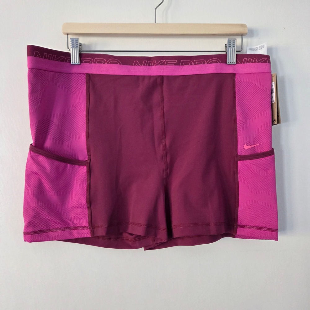 NEW Nike Pro Training Shorts Womens XXL Dark Pink Purple Gym Athletic‎ Fit